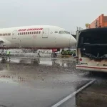 Bus Blaze Near Aircraft At Delhi Airport T3