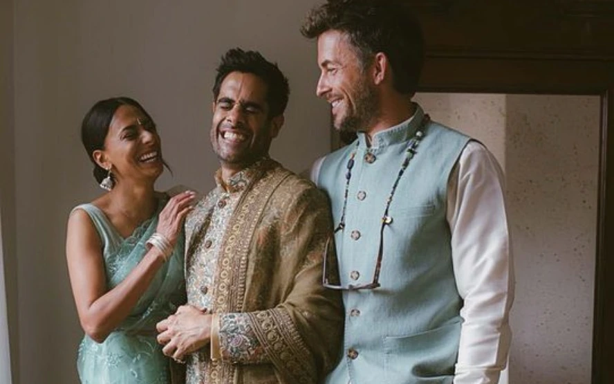 Jonathan Bailey's Desi Kurta at Wedding Gulf repost