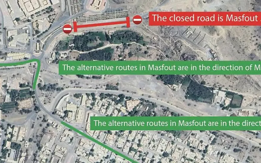 Road closure of Masfout Al Oqaybah