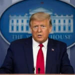 US President Donald Trump speaking during a press briefing at the White House | Gulf Repost